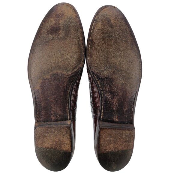 Bragano Cole Haan Woven Leather Oxfords Brown Italy Mens 9.5 Dress Shoes Vintage - Picture 3 of 11